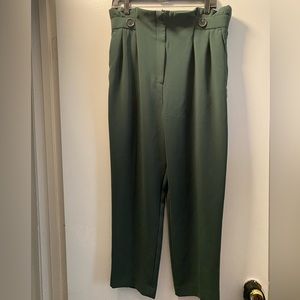 Green H&M pleated high waisted pants
